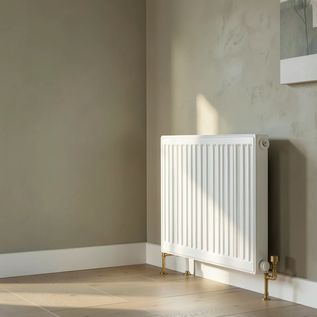 Sunlight falling across a radiator in a quiet home