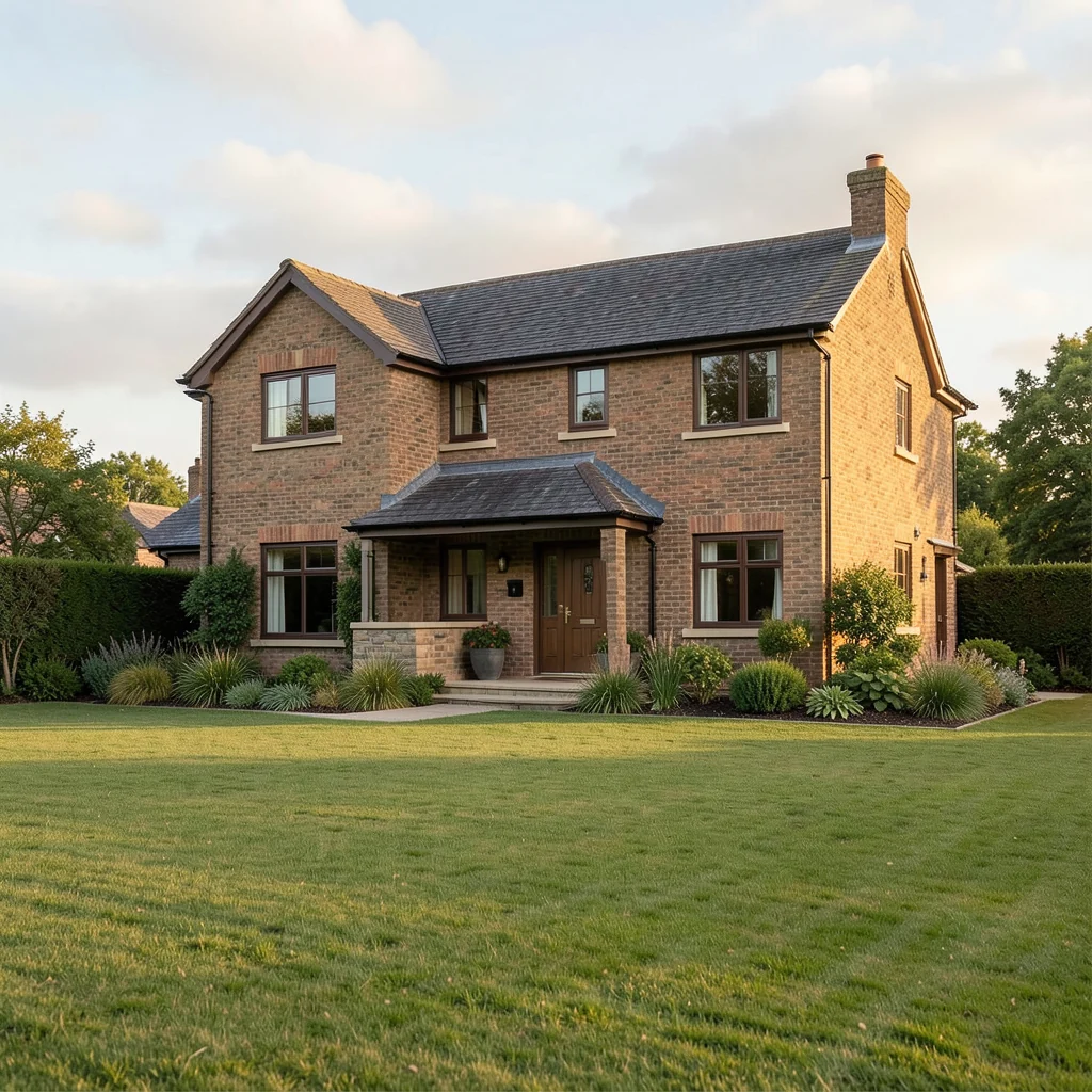 Brick home in warm evening light